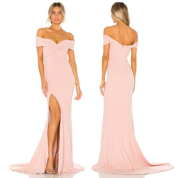 Nookie Neptune Gown Maxi Dress Off Shoulder Formal Gala Party Prom Blush XS - Picture 1 of 16